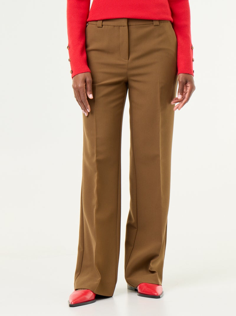 Pantalone dritto con vita cinturata Marrone - Kiabi