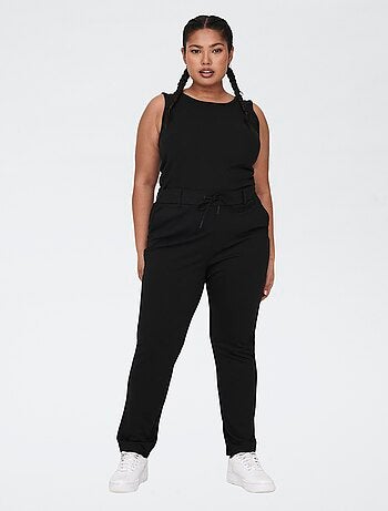 Pantalone dritto con vita elasticizzata, cintura integrata e 2 tasche