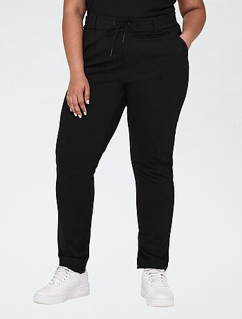 Pantalone dritto con vita elasticizzata, cintura integrata e 2 tasche