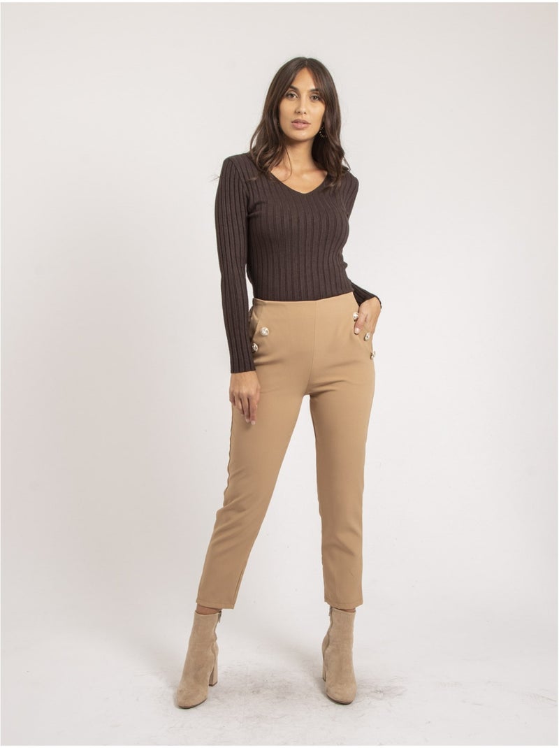 Pantalone dritto ESLINA Beige - Kiabi