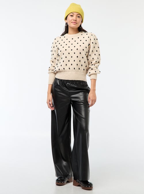 Pantalone dritto in ecopelle tinta unita - Kiabi