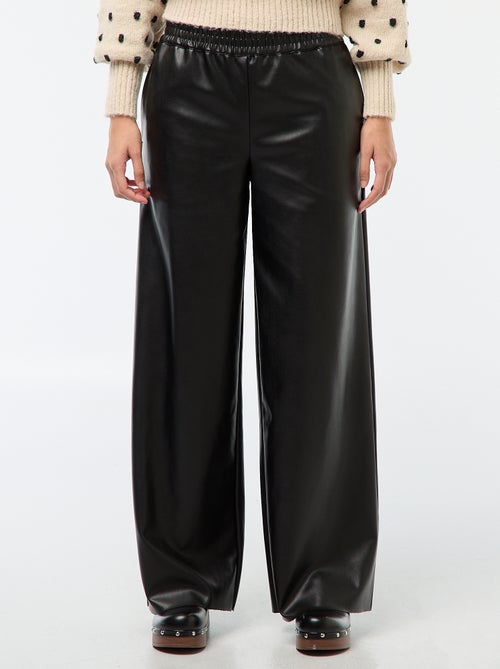 Pantalone dritto in ecopelle tinta unita - Kiabi