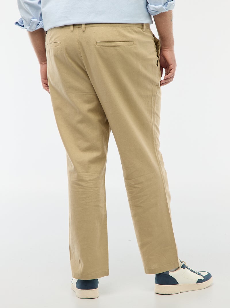 Pantalone dritto in misto lino Beige - Kiabi