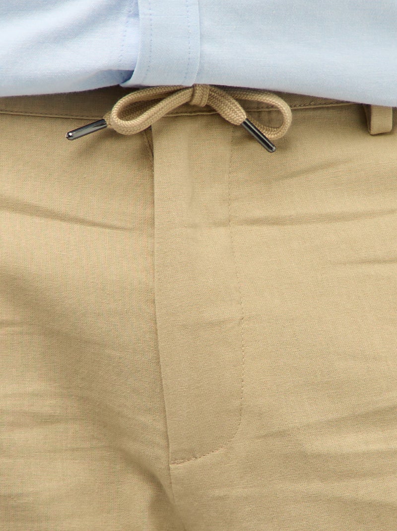 Pantalone dritto in misto lino Beige - Kiabi