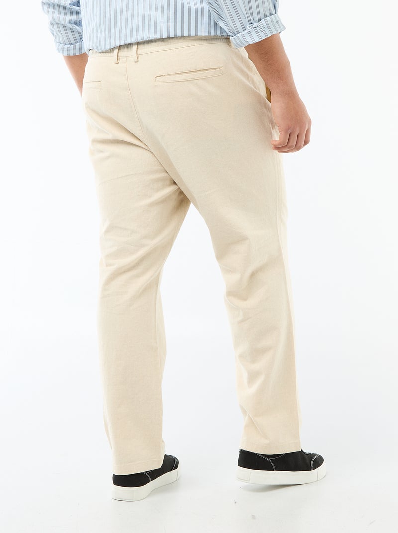 Pantalone dritto in misto lino Bianco - Kiabi