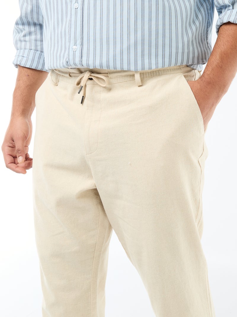 Pantalone dritto in misto lino Bianco - Kiabi