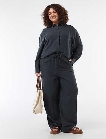 Pantaloni dritti in misto lino