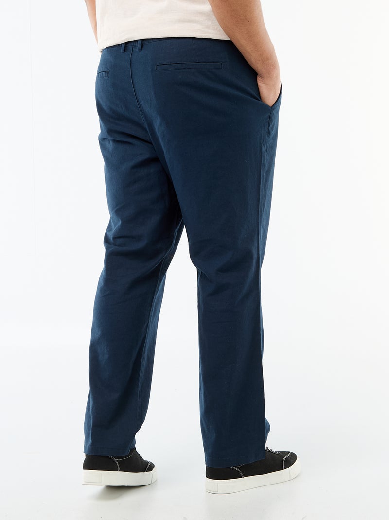 Pantalone dritto in misto lino Blu - Kiabi