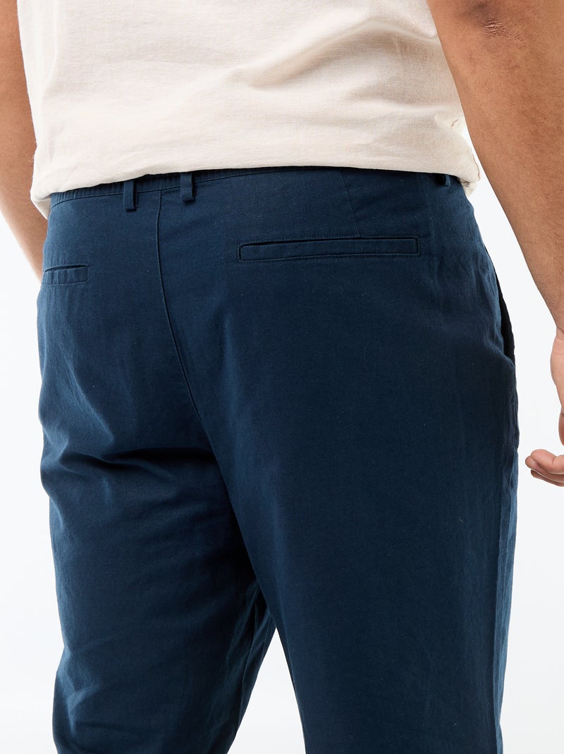 Pantalone dritto in misto lino Blu - Kiabi