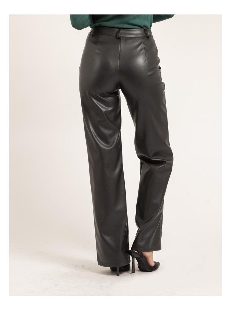 Pantalone dritto in similpelle EVANIA Nero - Kiabi