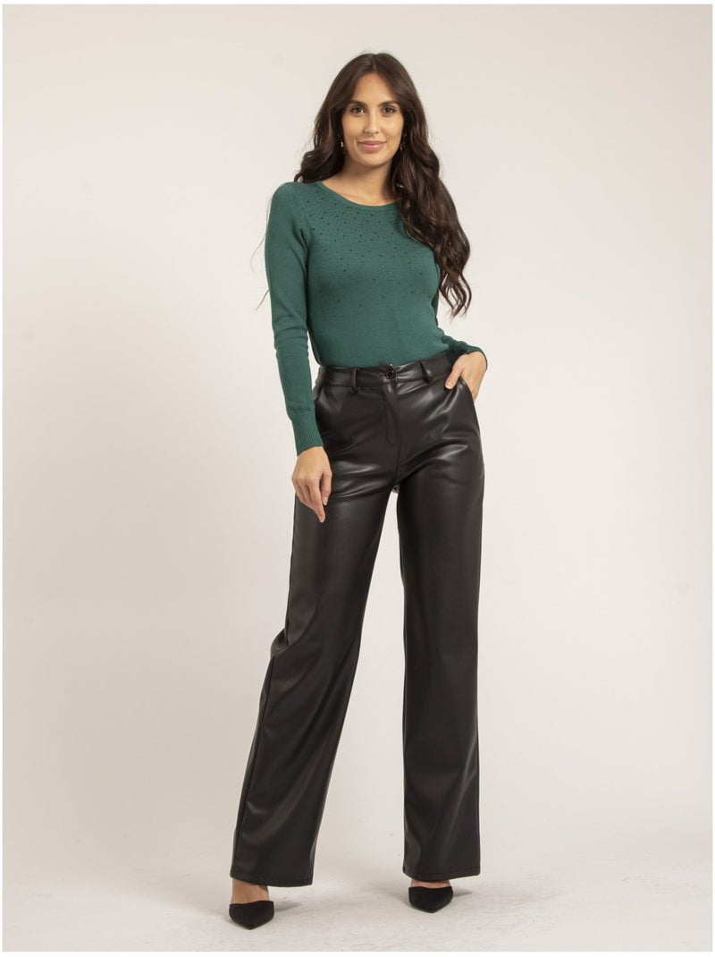 Pantalone dritto in similpelle EVANIA Nero - Kiabi