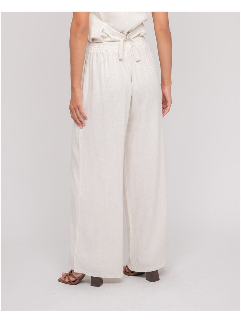 Pantalone effetto lino EVELISE Beige - Kiabi