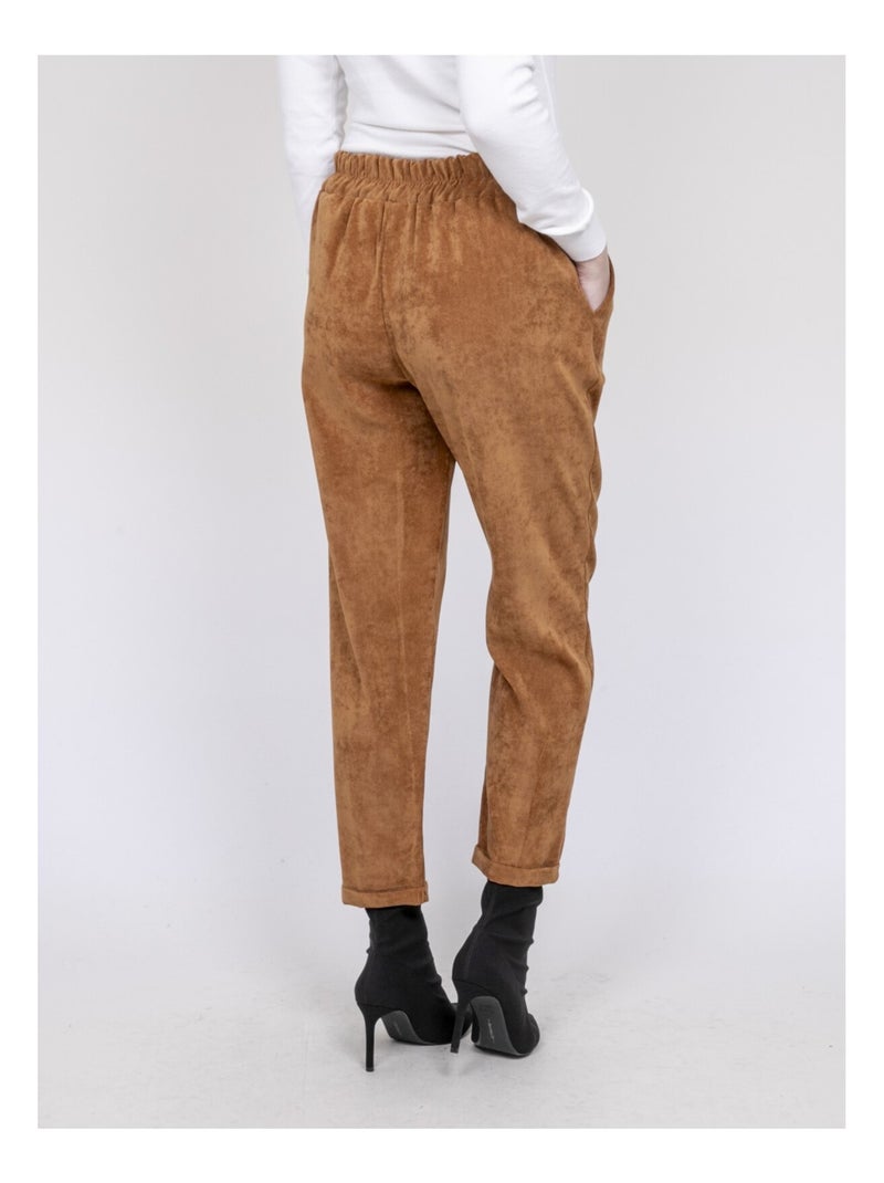 Pantalone effetto velluto EBILA Marrone caramello - Kiabi