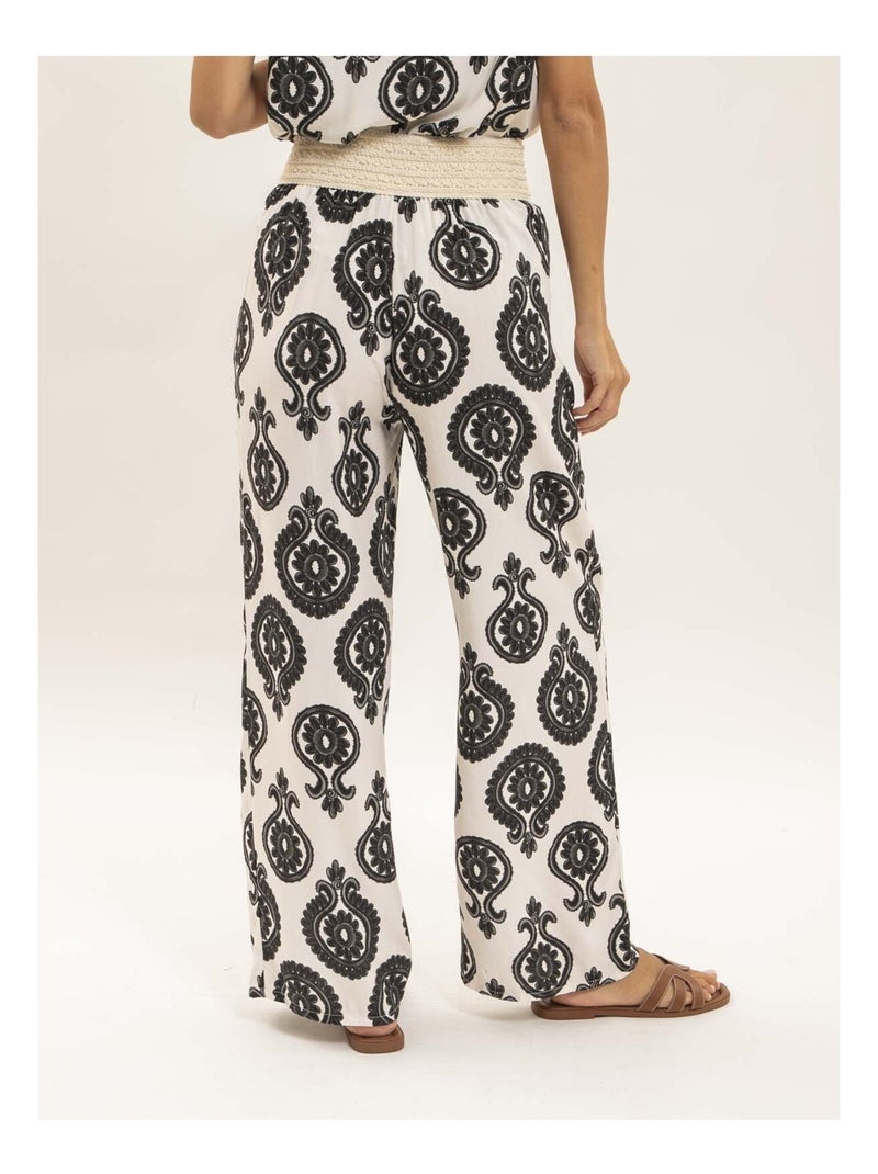 Pantalone fluido con motivi EMILINE Nero - Kiabi