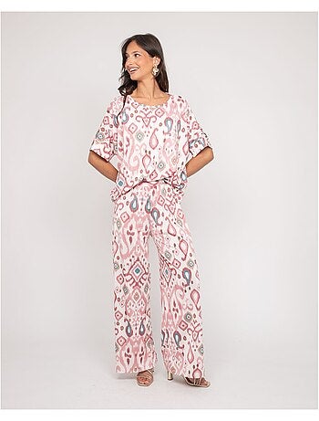 Pantalone fluido con motivi ENOLIA