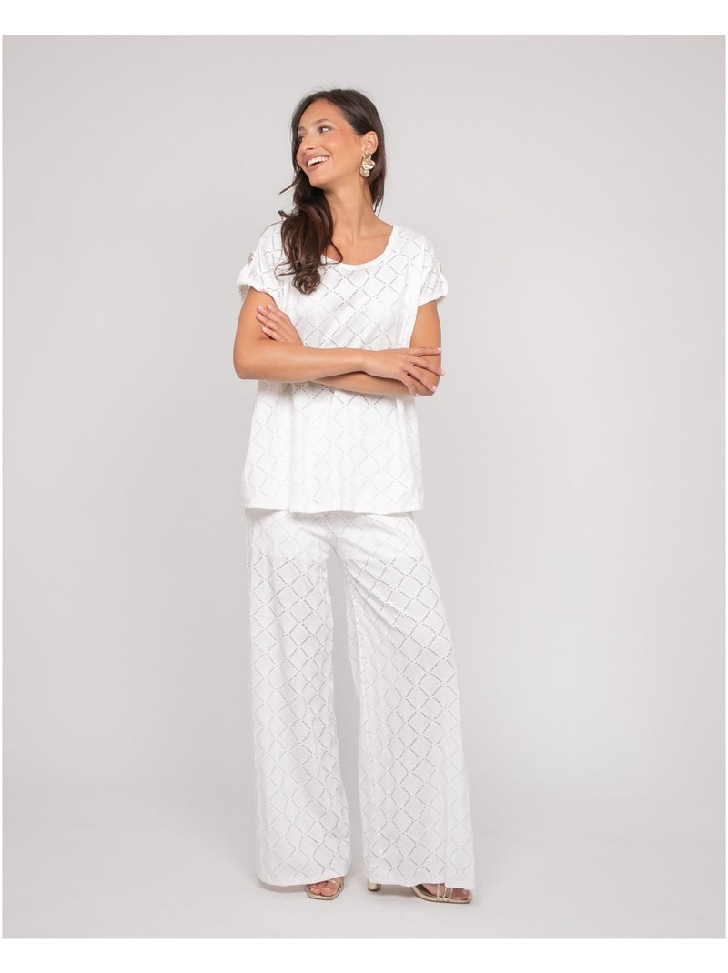 Pantalone fluido con motivi ESUNA Bianco - Kiabi