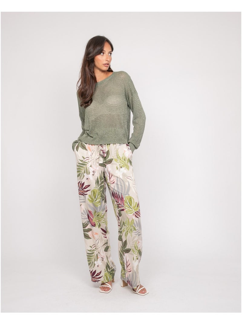 Pantalone fluido con motivi ETIANA Beige - Kiabi