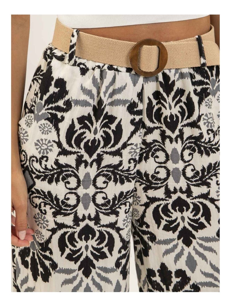Pantalone fluido con motivi ETOBIA Nero - Kiabi