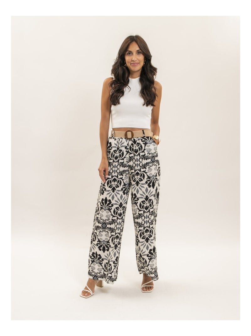 Pantalone fluido con motivi ETOBIA Nero - Kiabi