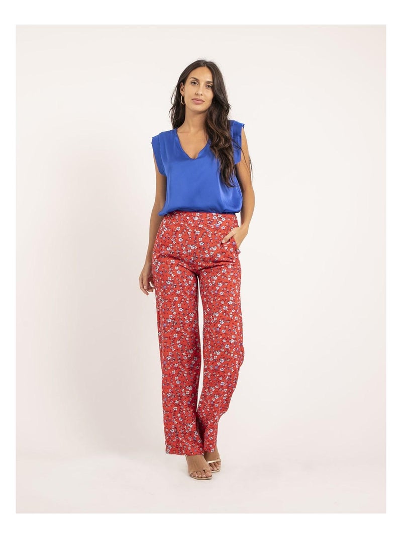 Pantalone fluido con motivi EUXANE Rosso - Kiabi