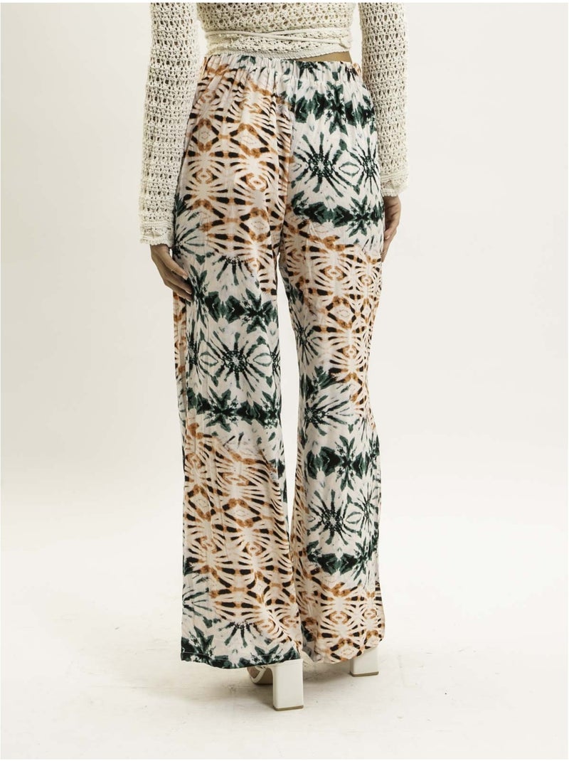 Pantalone fluido con motivi EZINA Ecru - Kiabi