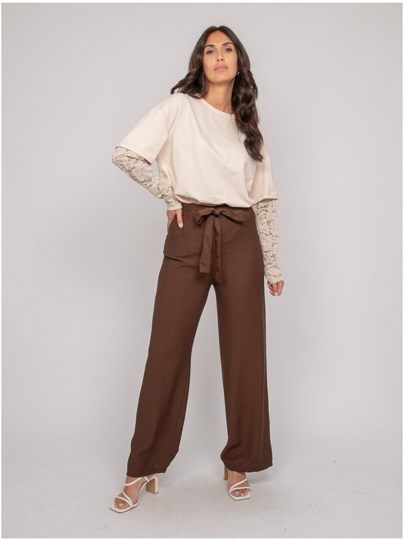 Pantalone fluido EMROSE Marrone - Kiabi