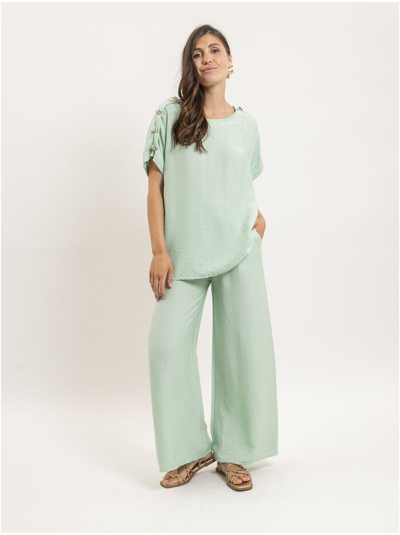 Pantalone fluido ETALIA Verde pistacchio - Kiabi
