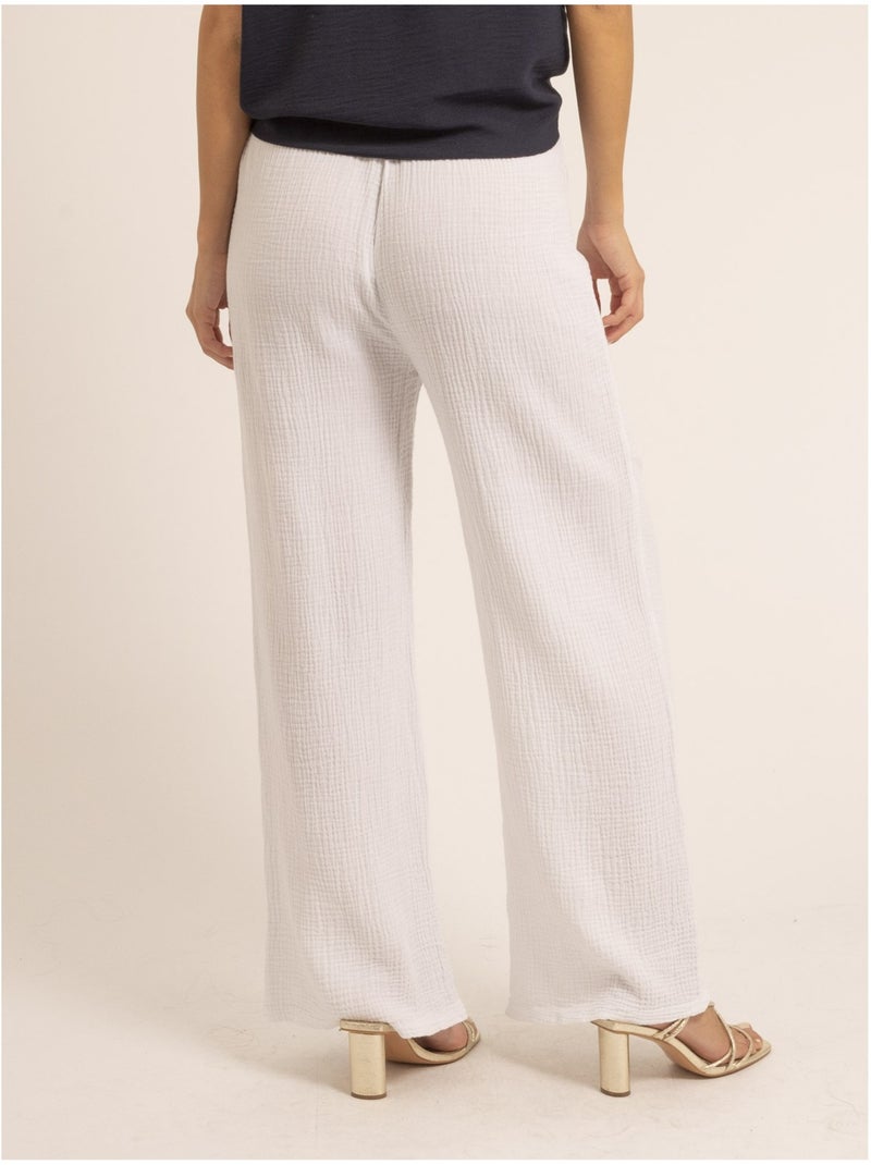 Pantalone fluido gaze de coton EBERTINE Bianco - Kiabi