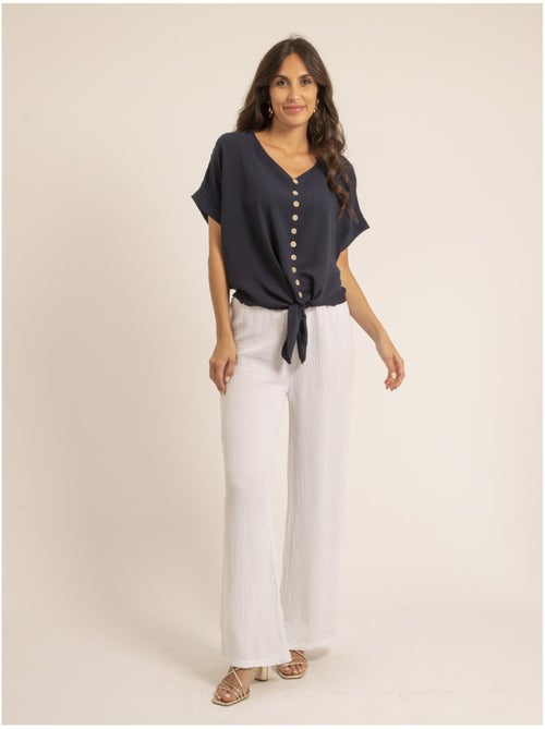 Pantalone fluido gaze de coton EBERTINE - Kiabi