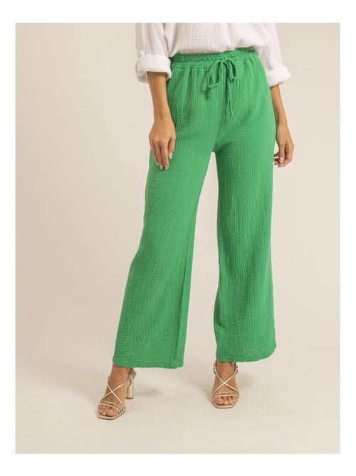 Pantalone fluido gaze de coton EBERTINE - Kiabi