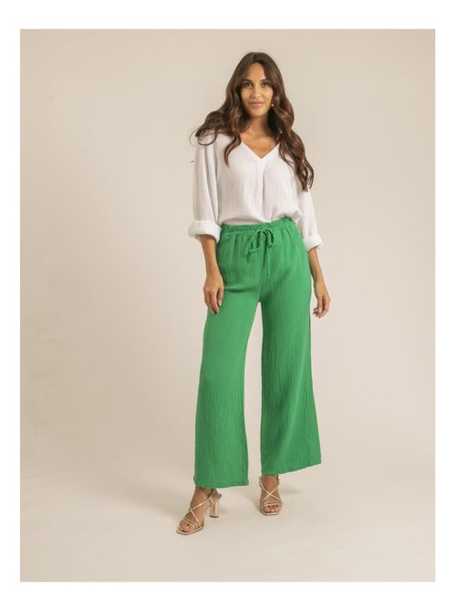 Pantalone fluido gaze de coton EBERTINE - Kiabi