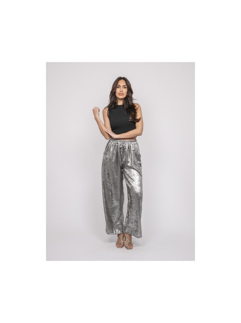 Pantalone fluido metallizzato EDWINA Cachi - Kiabi