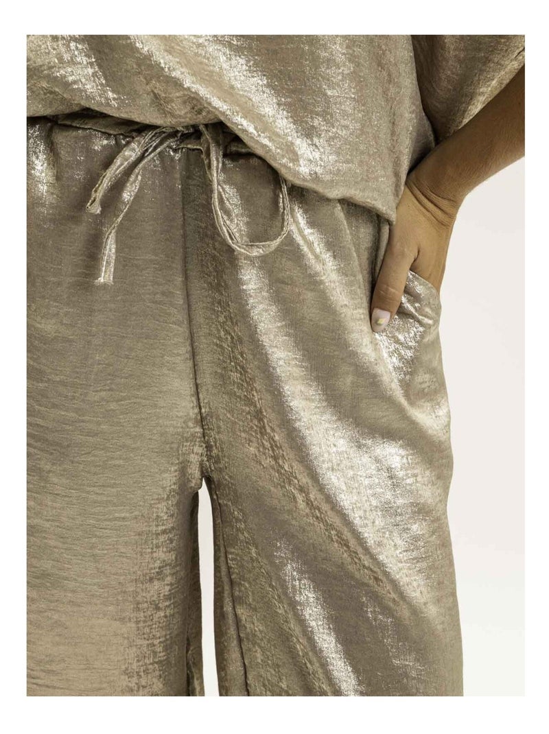 Pantalone fluido metallizzato EDWINA Nero Dorato - Kiabi