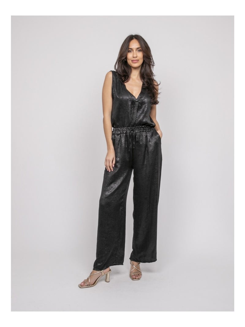 Pantalone fluido metallizzato EDWINA Nero - Kiabi