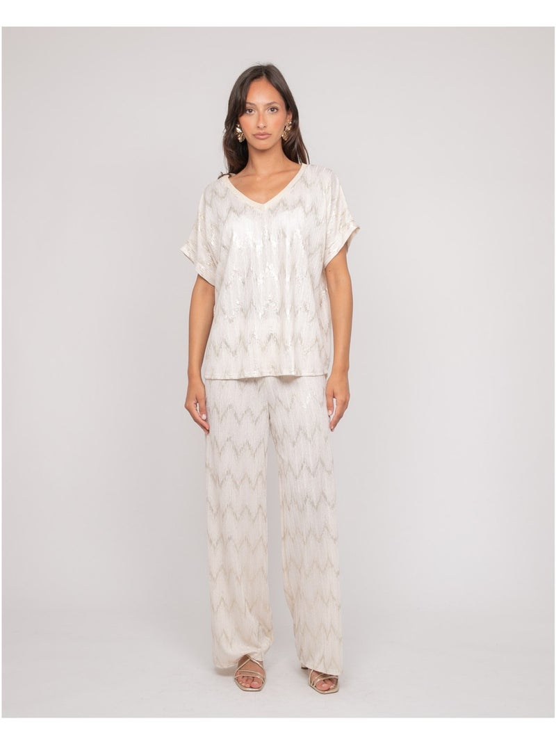 Pantalone fluido texturizzato EMANTINE Bianco - Kiabi