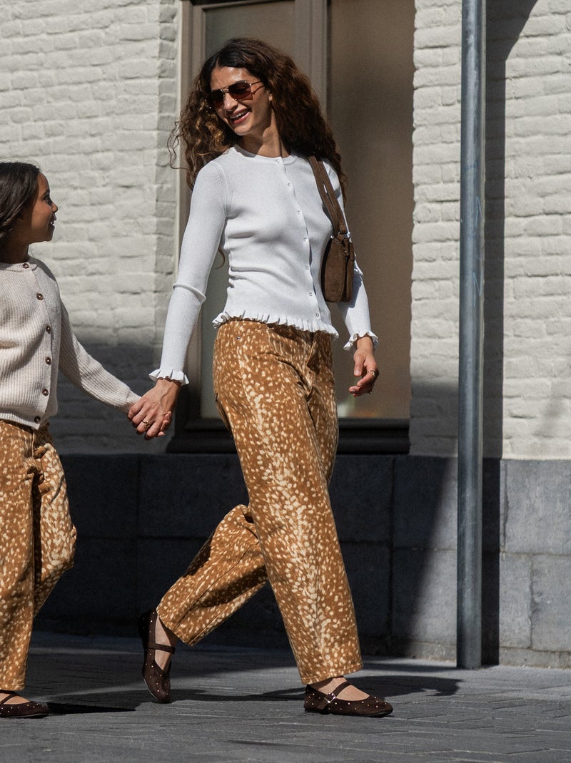 Pantalone in denim a fantasia Beige - Kiabi