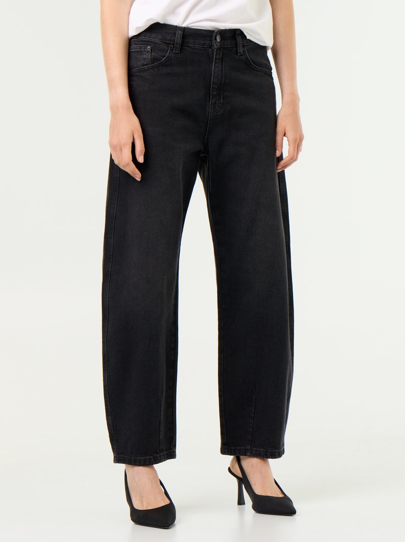 Pantalone in denim a forma barrel ampia Nero - Kiabi