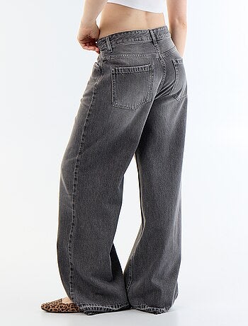 Pantalone in denim a gamba larga effetto slavato