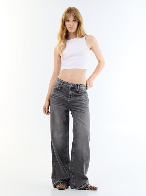 Pantalone in denim a gamba larga effetto slavato - Kiabi