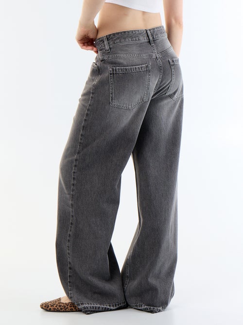 Pantalone in denim a gamba larga effetto slavato - Kiabi