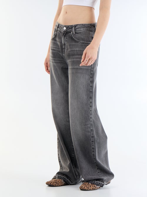 Pantalone in denim a gamba larga effetto slavato - Kiabi