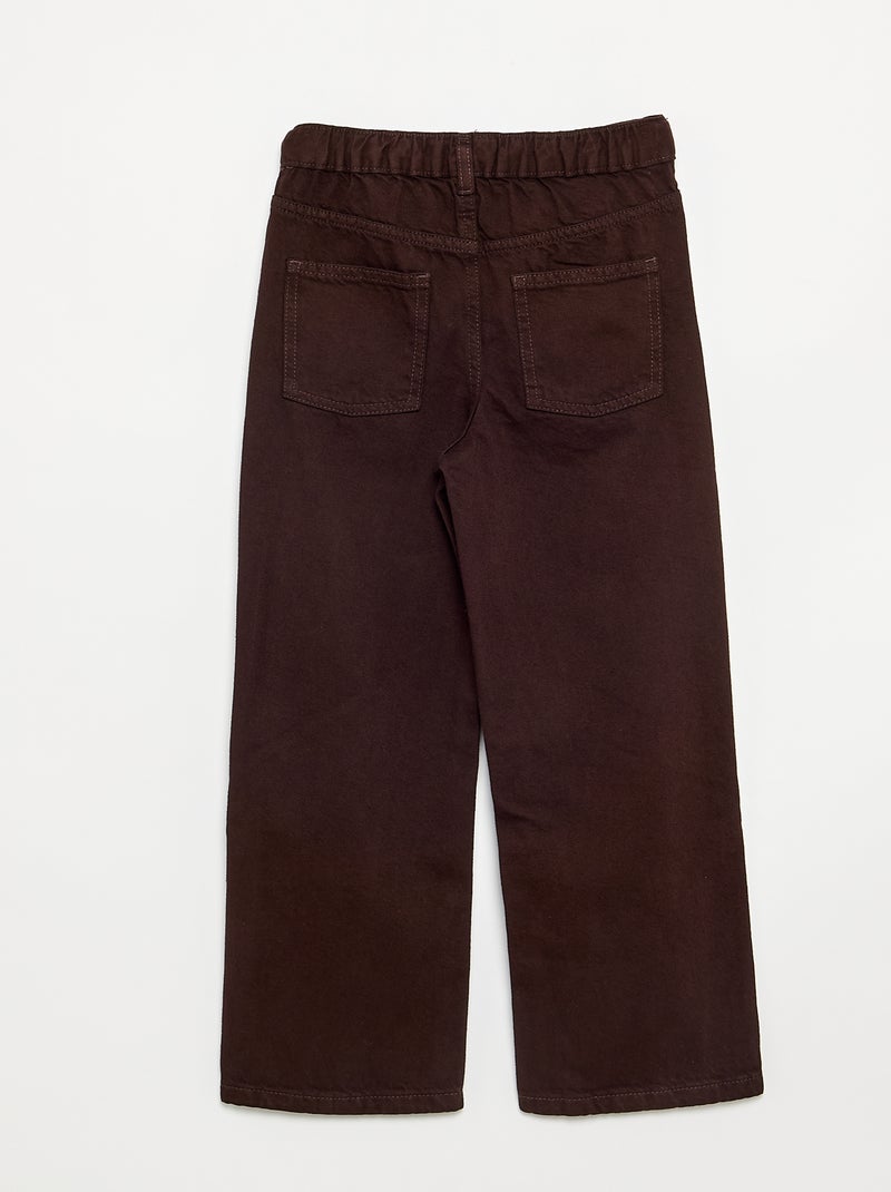 Pantalone in denim con abbottonatura asimmetrica Marrone - Kiabi