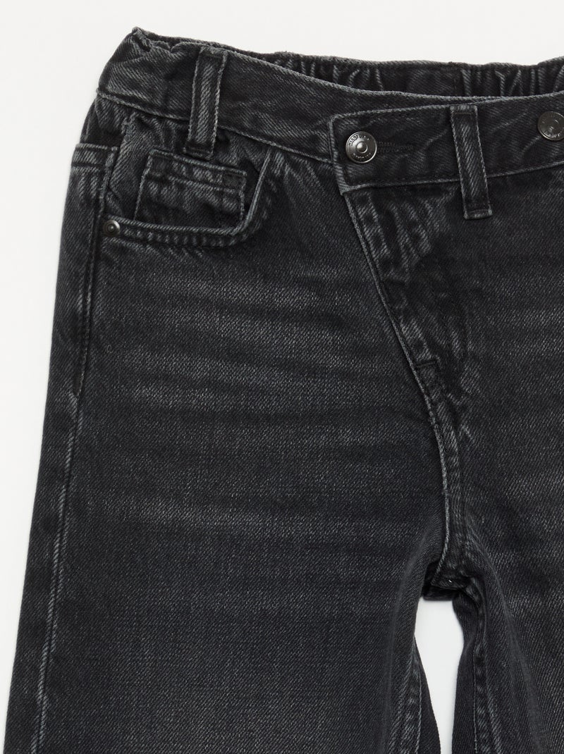 Pantalone in denim con abbottonatura asimmetrica Nero - Kiabi