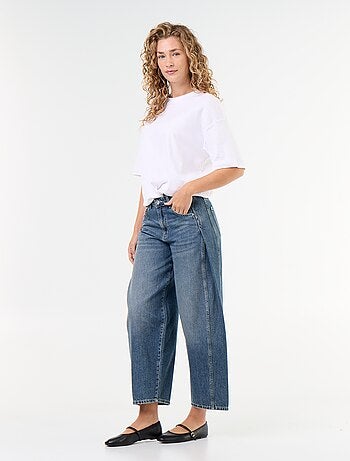 Pantalone in denim con pinces decorative