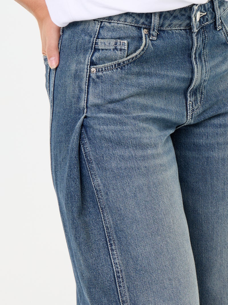 Pantalone in denim con pinces decorative Blu - Kiabi