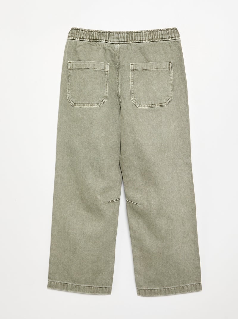 Pantalone in denim con vita elasticizzata Verde - Kiabi