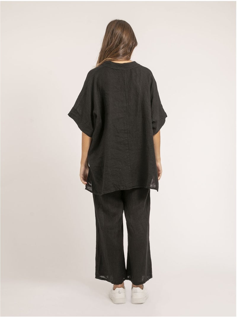 Pantalone in lino ernest Nero - Kiabi