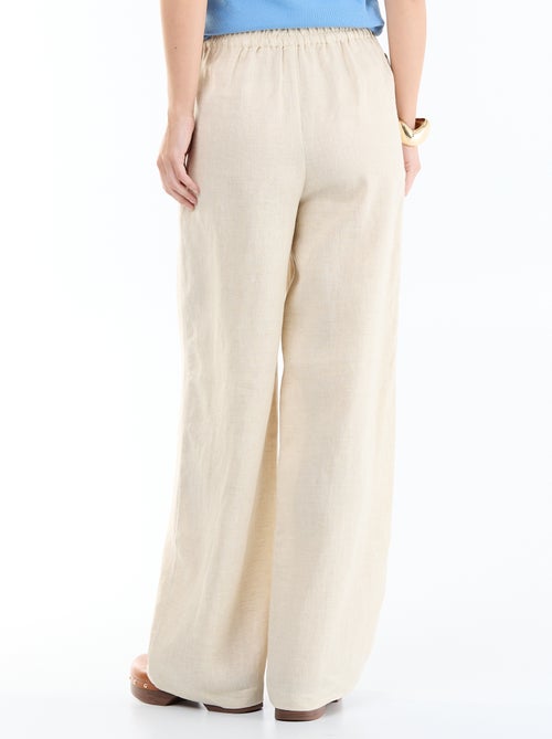 Pantalone in lino tinta unita a gamba larga - Kiabi