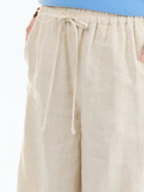 Pantalone in lino tinta unita a gamba larga - Kiabi