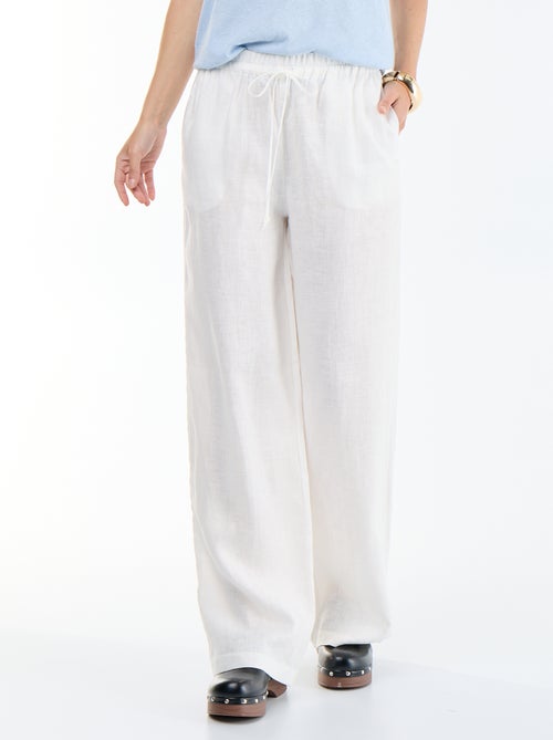 Pantalone in lino tinta unita a gamba larga - Kiabi